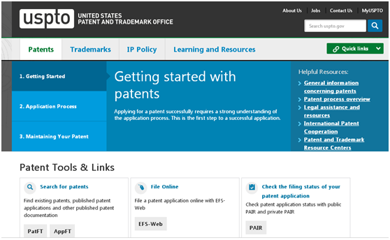 美国专利局网站的使用